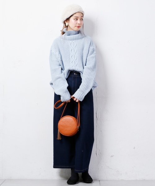 natural couture（ナチュラルクチュール）の「ケーブルビックタートル（Tシャツ/カットソー・レディース・ホワイト/ブラック/ベージュ/グリーン/サックスブルー/パープル/ボルドー・FREE）」の20枚目の写真