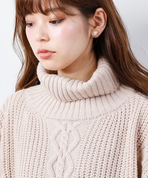 natural couture（ナチュラルクチュール）の「ケーブルビックタートル（Tシャツ/カットソー・レディース・ホワイト/ブラック/ベージュ/グリーン/サックスブルー/パープル/ボルドー・FREE）」の11枚目の写真