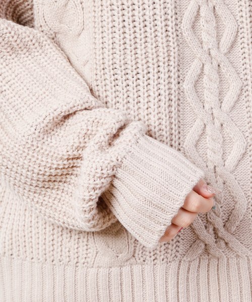 natural couture（ナチュラルクチュール）の「ケーブルビックタートル（Tシャツ/カットソー・レディース・ホワイト/ブラック/ベージュ/グリーン/サックスブルー/パープル/ボルドー・FREE）」の18枚目の写真