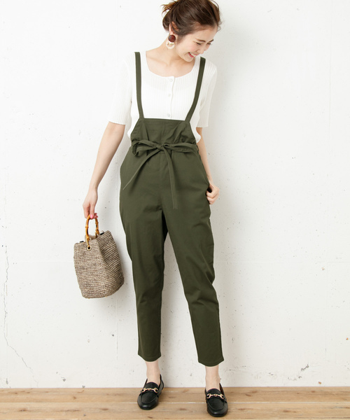 URBAN RESEARCH Sonny Label(アーバンリサーチサニーレーベル)の「フロントリボンサロペット(サロペット/オーバーオール)」|カーキ