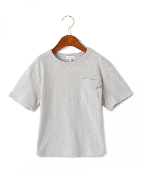 green label relaxing（グリーンレーベルリラクシング）の「【キッズ】オーバーサイズポケットT 5スリーブ ◆（Tシャツ/カットソー・キッズ・ライトピンク/ライム/ライトグレー/オフホワイト・135/105/115/95/125）」の2枚目の写真