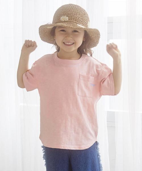 green label relaxing（グリーンレーベルリラクシング）の「【キッズ】オーバーサイズポケットT 5スリーブ（Tシャツ/カットソー・キッズ・ライトピンク/オフホワイト/ライトグレー/ライム・125/105/135/115/95）」の4枚目の写真