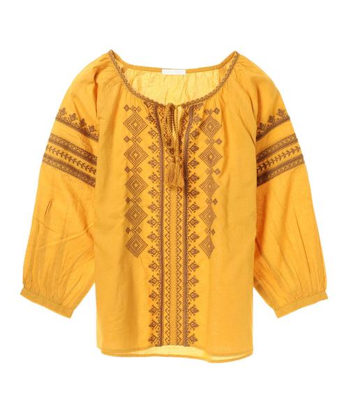 AMERICAN HOLIC（アメリカンホリック）の「・刺繍ギャザーブラウス（シャツ/ブラウス・レディース・オフホワイト/ブラック/ベージュ/マスタード・FREE）」の11枚目の写真