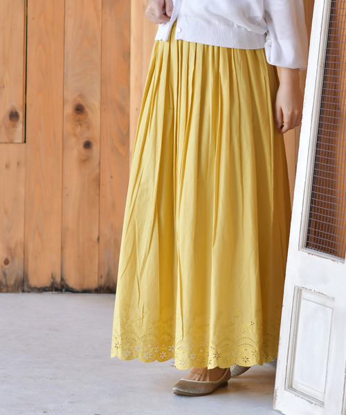 rps（アールピーエス）の「ヘムスカラップコットンスカート（スカート・レディース・ベージュ/ネイビー/イエロー/グリーン/アイボリー/チャコールグレー/ダークグリーン/ブラウン/マスタード/ピンク系その他・M）」の8枚目の写真