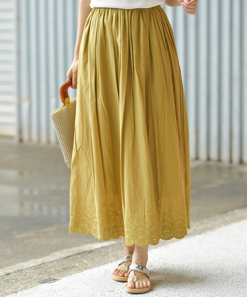 rps（アールピーエス）の「ヘムスカラップコットンスカート（スカート・レディース・ベージュ/ネイビー/イエロー/グリーン/アイボリー/チャコールグレー/ダークグリーン/ブラウン/マスタード/ピンク系その他・M）」の9枚目の写真