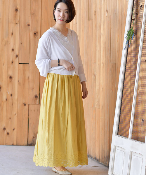 rps（アールピーエス）の「ヘムスカラップコットンスカート（スカート・レディース・ベージュ/ネイビー/イエロー/グリーン/アイボリー/チャコールグレー/ダークグリーン/ブラウン/マスタード/ピンク系その他・M）」の19枚目の写真