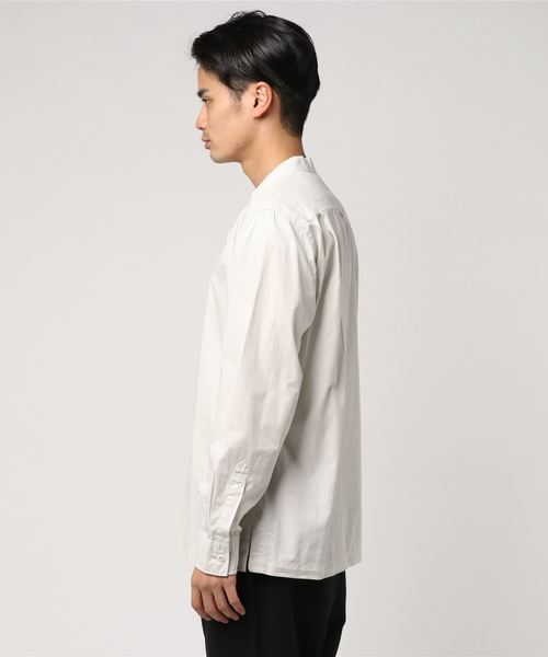 MHL.（エムエイチエル）の「GARMENT DYE BASIC POPLIN（シャツ/ブラウス・メンズ・ホワイト/ライトグレー/グレー・SMALL/MEDIUM/LARGE）」の4枚目の写真