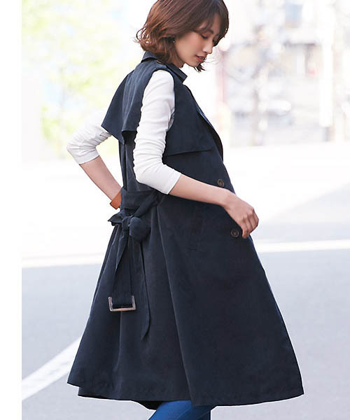 Pierrot（ピエロ）の「ロングトレンチジレ（トレンチコート・レディース・ベージュ/ネイビー/キャメル・M/L）」の6枚目の写真