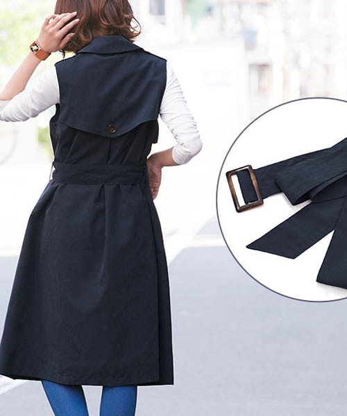 Pierrot（ピエロ）の「ロングトレンチジレ（トレンチコート・レディース・ベージュ/ネイビー/キャメル・M/L）」の8枚目の写真