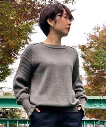 Munich | ウールリブ×ジャージーラウンドネックプルオーバー(ニット/セーター)