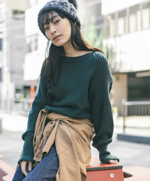 Munich | ウールリブ×ジャージーラウンドネックプルオーバー(ニット/セーター)