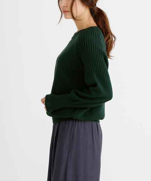 Munich（ミューニック）の「ウールリブ×ジャージーラウンドネックプルオーバー（ニット/セーター・レディース・ダークグリーン/ネイビー/グレー/キャメル・FREE）」の20枚目の写真