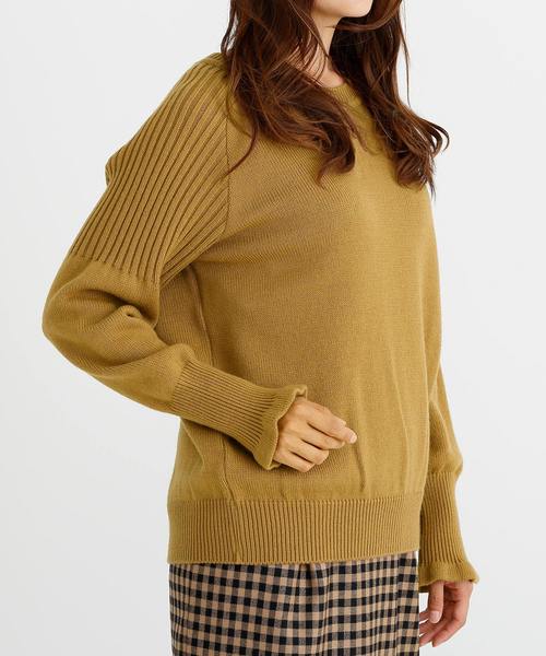 Munich（ミューニック）の「ウールリブ×ジャージーラウンドネックプルオーバー（ニット/セーター・レディース・ダークグリーン/ネイビー/グレー/キャメル・FREE）」の15枚目の写真