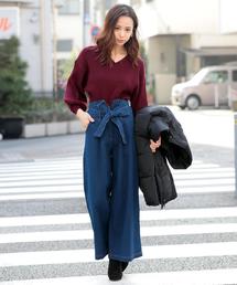 シンプルバルーン袖ニット