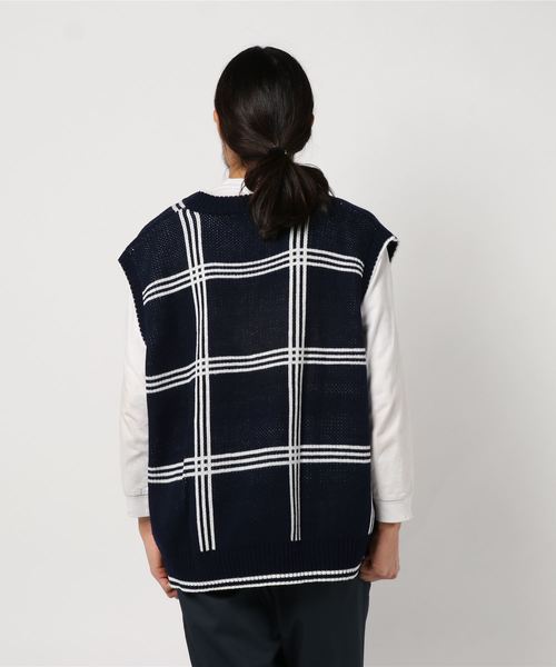 WEGO（ウィゴー）の「WEGO/チェックジャガードベスト（ベスト・メンズ・ベージュ系その他2/ブルー系その他2・MEDIUM/LARGE）」の3枚目の写真