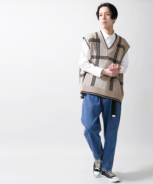 WEGO（ウィゴー）の「WEGO/チェックジャガードベスト（ベスト・メンズ・ベージュ系その他2/ブルー系その他2・MEDIUM/LARGE）」の12枚目の写真