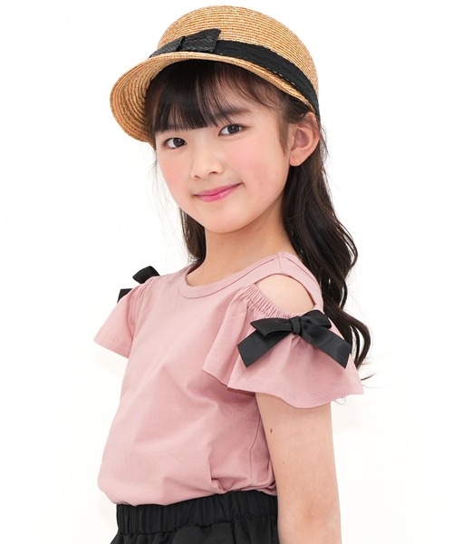 Bee des Bee(ビーデスビー)の「肩リボンオフショルトップス(Tシャツ/カットソー・キッズ・ピンク/ブラック/チャコールグレー/ラベンダー/ミント/グレー/ライトブルー/ブルー系その他/パープル系その他/ローズ/チェック/チェリーピンク/ライトイエロー/ホワイト/グレー系その他/パープル系その他2/ブラック系その他/パープル系その他3/ブラック系その他2・150cm/100cm/110cm/120cm/130cm/140cm)」の16枚目の写真