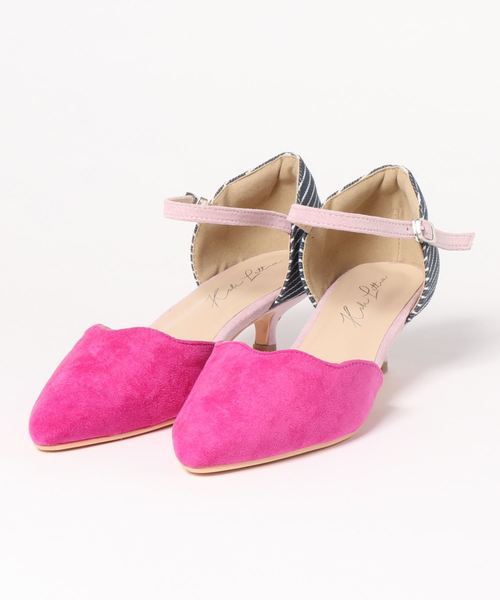 KOBE LETTUCE（コウベレタス）の「アンクルストラップキトゥンヒールサイドカットデザインパンプス（パンプス・レディース・グレイッシュベージュ/サックスブルー/ピンク/ブラック・L/LL/M/S）」の5枚目の写真