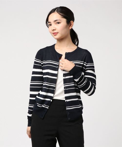 A/C DESIGN BY ALPHA CUBIC（エーシーデザインバイアルファキュービック）の「春夏カラーボーダーカーディガン（カーディガン/ボレロ・レディース・ネイビー/オフホワイト・L size/M size）」の6枚目の写真
