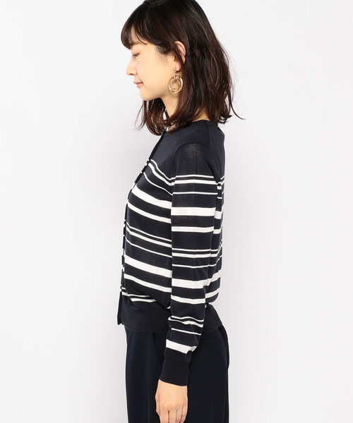 A/C DESIGN BY ALPHA CUBIC（エーシーデザインバイアルファキュービック）の「春夏カラーボーダーカーディガン（カーディガン/ボレロ・レディース・ネイビー/オフホワイト・L size/M size）」の8枚目の写真