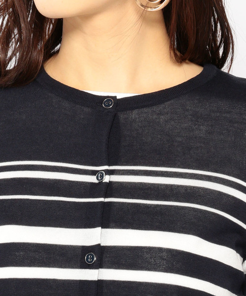 A/C DESIGN BY ALPHA CUBIC（エーシーデザインバイアルファキュービック）の「春夏カラーボーダーカーディガン（カーディガン/ボレロ・レディース・ネイビー/オフホワイト・L size/M size）」の10枚目の写真