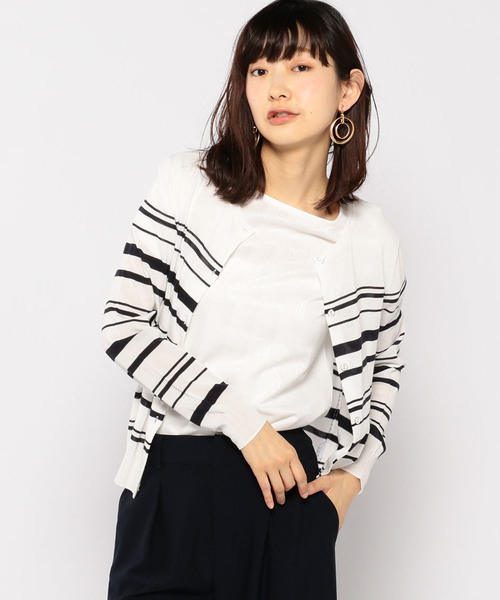 A/C DESIGN BY ALPHA CUBIC（エーシーデザインバイアルファキュービック）の「春夏カラーボーダーカーディガン（カーディガン/ボレロ・レディース・ネイビー/オフホワイト・L size/M size）」の15枚目の写真