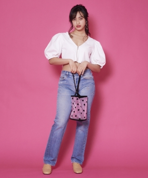 Casselini(キャセリーニ)の「フロッキープリントバケットバッグ(ハンドバッグ・レディース・ブラック/ピンク/シルバー/ゴールド・FREE)」の6枚目の写真