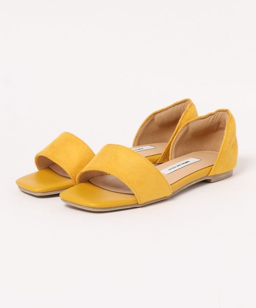 AMERICAN HOLIC(アメリカンホリック)の「スクエアセパレートフラットパンプス(サンダル・レディース・ベージュ/ネイビー/イエロー・S/M/L)」の3枚目の写真