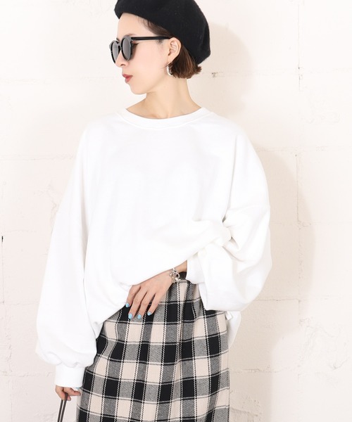 coca（coca）（コカ）の「ビッグシルエットバルーンスリーブスウェットトップス（スウェット・レディース・ホワイト/ブラック/パープル/ブラウン・ONE SIZE）」の7枚目の写真