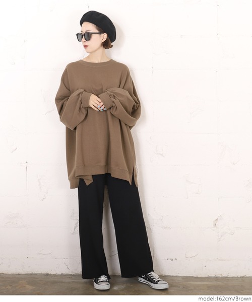 coca（coca）（コカ）の「ビッグシルエットバルーンスリーブスウェットトップス（スウェット・レディース・ホワイト/ブラック/パープル/ブラウン・ONE SIZE）」の8枚目の写真