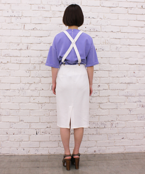 mystic(ミスティック)の「サスペンダー付ストライプペンシルスカート(スカート・レディース・オフホワイト/ブラック/グレー・フリ-)」の6枚目の写真