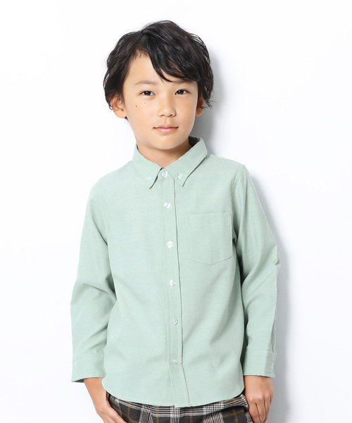 devirock（デビロック）の「オックスフォードシャツ（シャツ/ブラウス・キッズ・ミント/ホワイト・120cm/130cm/110cm/100cm/140cm/150cm/160cm）」の2枚目の写真