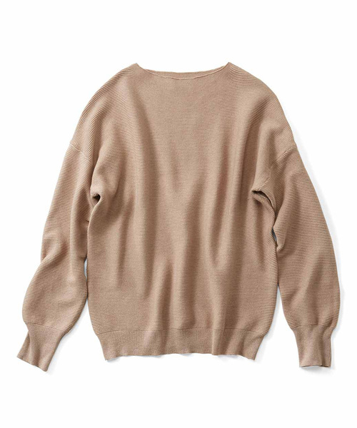 IEDIT(イディット)の「IEDIT 素肌に心地いい もちさらシルク混ガーター編みニット(ニット/セーター・レディース・グリーン/ワインレッド/ベージュ/アイボリー・SMALL/MEDIUM/LARGE/X-LARGE/XX-LARGE)」の3枚目の写真