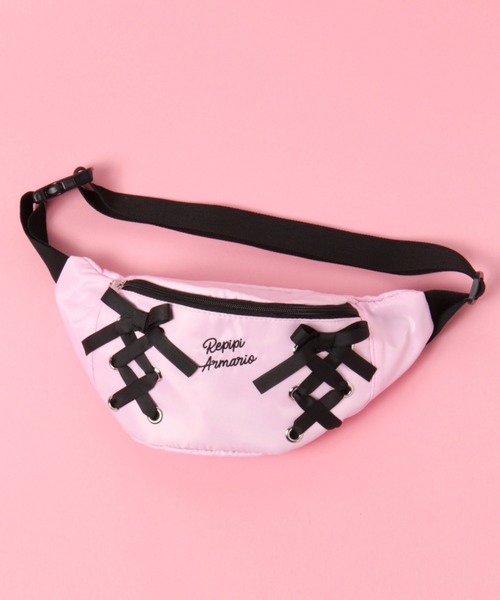repipi armario(レピピ アルマリオ)の「アミアゲウエストショルダー(ボディバッグ/ウエストポーチ・キッズ・グレー/ピンク/ブラック・FREE)」の1枚目の写真