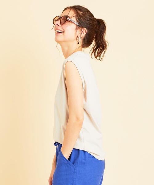 BEAUTY&YOUTH UNITED ARROWS(ビューティーアンドユースユナイテッドアローズ)の「BY∴ クリアコットンノースリーブカットソー ◆(Tシャツ/カットソー・レディース・ブラック/モカ/ナチュラル/ホワイト/ライム/ブラウン・FREE)」の6枚目の写真