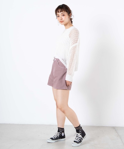 WEGO(ウィゴー)の「WEGO/カラーハイウエストショートパンツ(チノパンツ・レディース・ブラック/ライトブラウン/ナチュラル・MEDIUM/LARGE/SMALL)」の9枚目の写真