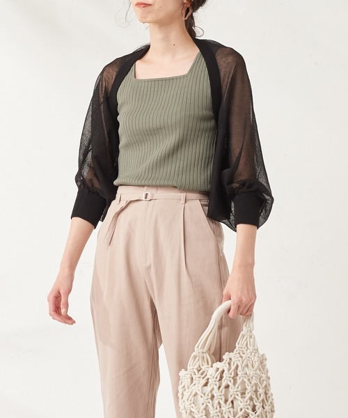 natural couture（ナチュラルクチュール）の「強撚ワイドリブニットタンク（タンクトップ・レディース・ブラック/ベージュ/ブラウン/カーキ・FREE）」の17枚目の写真