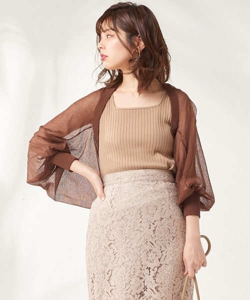 natural couture（ナチュラルクチュール）の「強撚ワイドリブニットタンク（タンクトップ・レディース・ブラック/ベージュ/ブラウン/カーキ・FREE）」の6枚目の写真