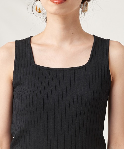 natural couture（ナチュラルクチュール）の「強撚ワイドリブニットタンク（タンクトップ・レディース・ブラック/ベージュ/ブラウン/カーキ・FREE）」の9枚目の写真