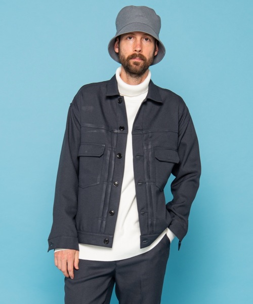 MR.OLIVE（ミスターオリーブ）の「【セットアップ対応】RETORO POLYESTER TWILL / オーバーサイズ  タイプー2 Gジャケット（デニムジャケット・メンズ・ブラック/チャコールグレー/ブラウン/グリーン・SMALL/MEDIUM/LARGE）」の3枚目の写真