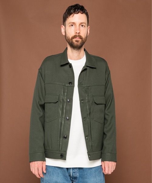 MR.OLIVE（ミスターオリーブ）の「【セットアップ対応】RETORO POLYESTER TWILL / オーバーサイズ  タイプー2 Gジャケット（デニムジャケット・メンズ・ブラック/チャコールグレー/ブラウン/グリーン・SMALL/MEDIUM/LARGE）」の18枚目の写真