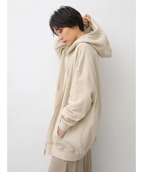 AMERICAN HOLIC（アメリカンホリック）の「バックドレープフード付き裏毛パーカー　〇＊（パーカー・レディース・ライトベージュ/オレンジ/モカ/ブルー/ブラック・FREE）」の7枚目の写真