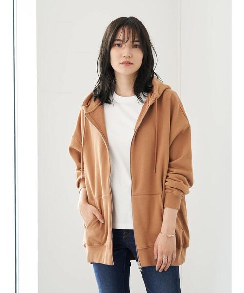 AMERICAN HOLIC（アメリカンホリック）の「バックドレープフード付き裏毛パーカー　〇＊（パーカー・レディース・ライトベージュ/オレンジ/モカ/ブルー/ブラック・FREE）」の8枚目の写真