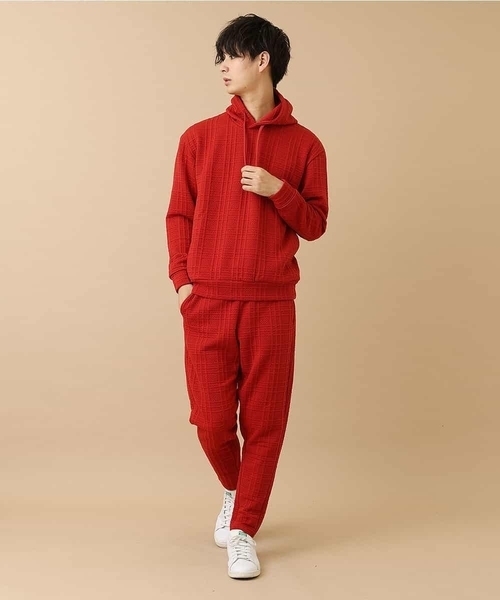 MK MICHEL KLEIN HOMME （エムケーミッシェルクランオム）の「【ワンマイルウェア】フクレチェックプルパーカー（パーカー・メンズ・ホワイト/ブラック/オレンジ・X-LARGE/MEDIUM/LARGE/51/46/48）」の7枚目の写真