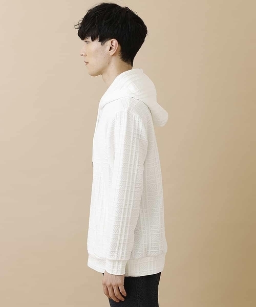 MK MICHEL KLEIN HOMME （エムケーミッシェルクランオム）の「【ワンマイルウェア】フクレチェックプルパーカー（パーカー・メンズ・ホワイト/ブラック/オレンジ・X-LARGE/MEDIUM/LARGE/51/46/48）」の10枚目の写真