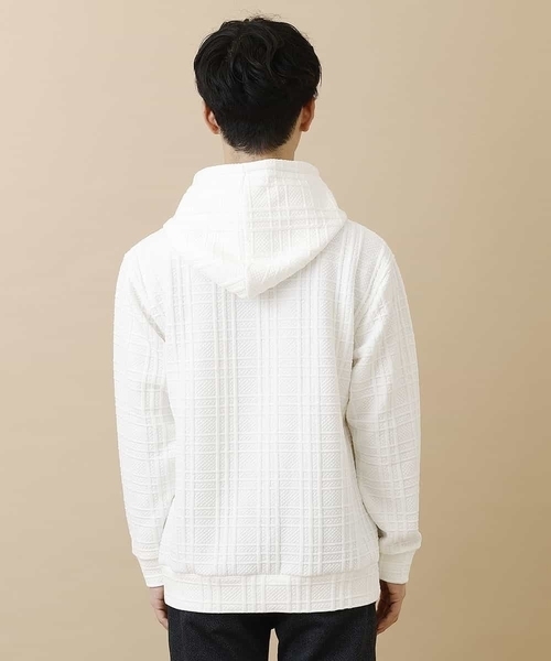 MK MICHEL KLEIN HOMME （エムケーミッシェルクランオム）の「【ワンマイルウェア】フクレチェックプルパーカー（パーカー・メンズ・ホワイト/ブラック/オレンジ・X-LARGE/MEDIUM/LARGE/51/46/48）」の11枚目の写真