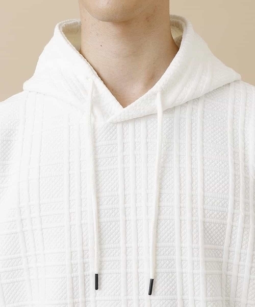 MK MICHEL KLEIN HOMME （エムケーミッシェルクランオム）の「【ワンマイルウェア】フクレチェックプルパーカー（パーカー・メンズ・ホワイト/ブラック/オレンジ・X-LARGE/MEDIUM/LARGE/51/46/48）」の13枚目の写真