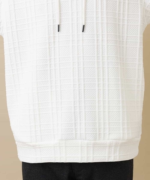 MK MICHEL KLEIN HOMME （エムケーミッシェルクランオム）の「【ワンマイルウェア】フクレチェックプルパーカー（パーカー・メンズ・ホワイト/ブラック/オレンジ・X-LARGE/MEDIUM/LARGE/51/46/48）」の16枚目の写真