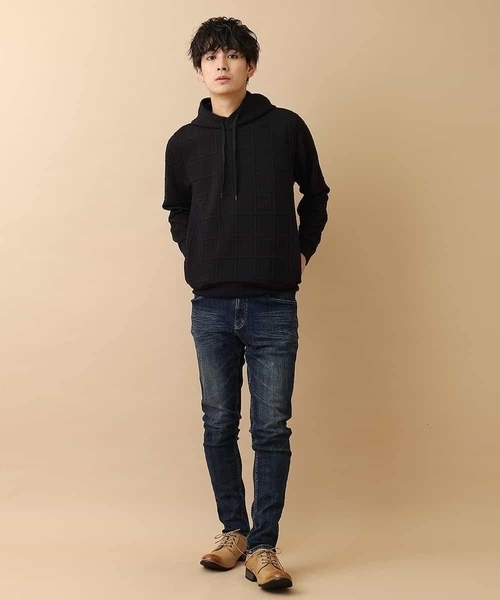 MK MICHEL KLEIN HOMME （エムケーミッシェルクランオム）の「【ワンマイルウェア】フクレチェックプルパーカー（パーカー・メンズ・ホワイト/ブラック/オレンジ・X-LARGE/MEDIUM/LARGE/51/46/48）」の19枚目の写真