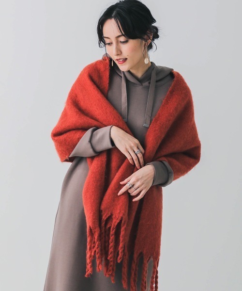 Bou Jeloud（ブージュルード）の「太フリンジボリュームストール（ストール/ショール・レディース・ライトグレー/ベージュ/オレンジ/アイボリー/ライトブルー・FREE）」の5枚目の写真